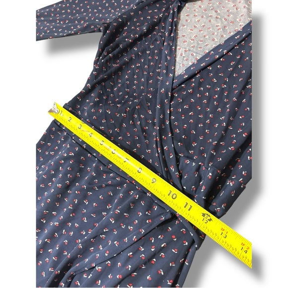 The Limited Navy Long Sleeve Printed Mini Wrap Dress With Collar - Picture 7 of 14